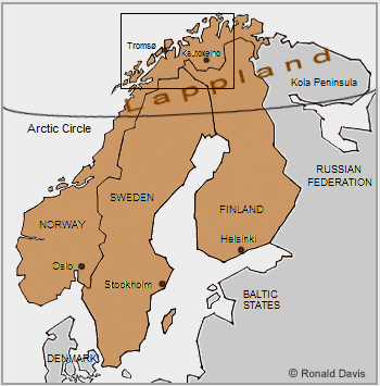 Lappland, the ancestral home of the Saami, or Lapps, comprises northern Norway, Sweden, Finland, and the Kola Peninsula of the Russian Federation.
