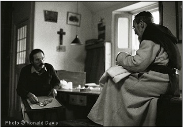 Stanley Roseman drawing Brother Michael, the tailor, in his workroom at Mount Melleray Abbey, County Waterford, Ireland, 1983. Photo  Ronald Davis