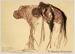 Drawing by Stanley Roseman, "Two Monks Bowing in Prayer," Abbaye de Solesmes, France, 1979, chalks on paper, National Gallery of Art, Washington, D.C.  Stanley Roseman
